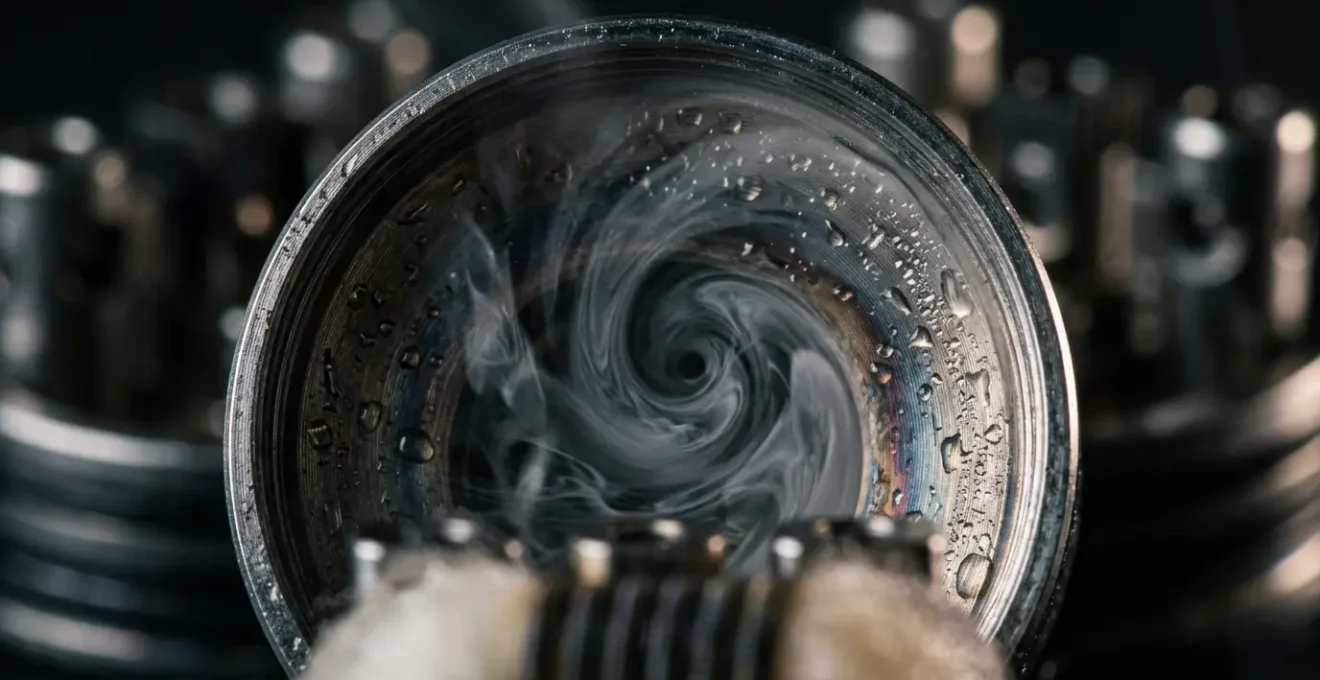 Vue rapprochée d'une chambre d'atomisation en dôme avec vapeur concentrée