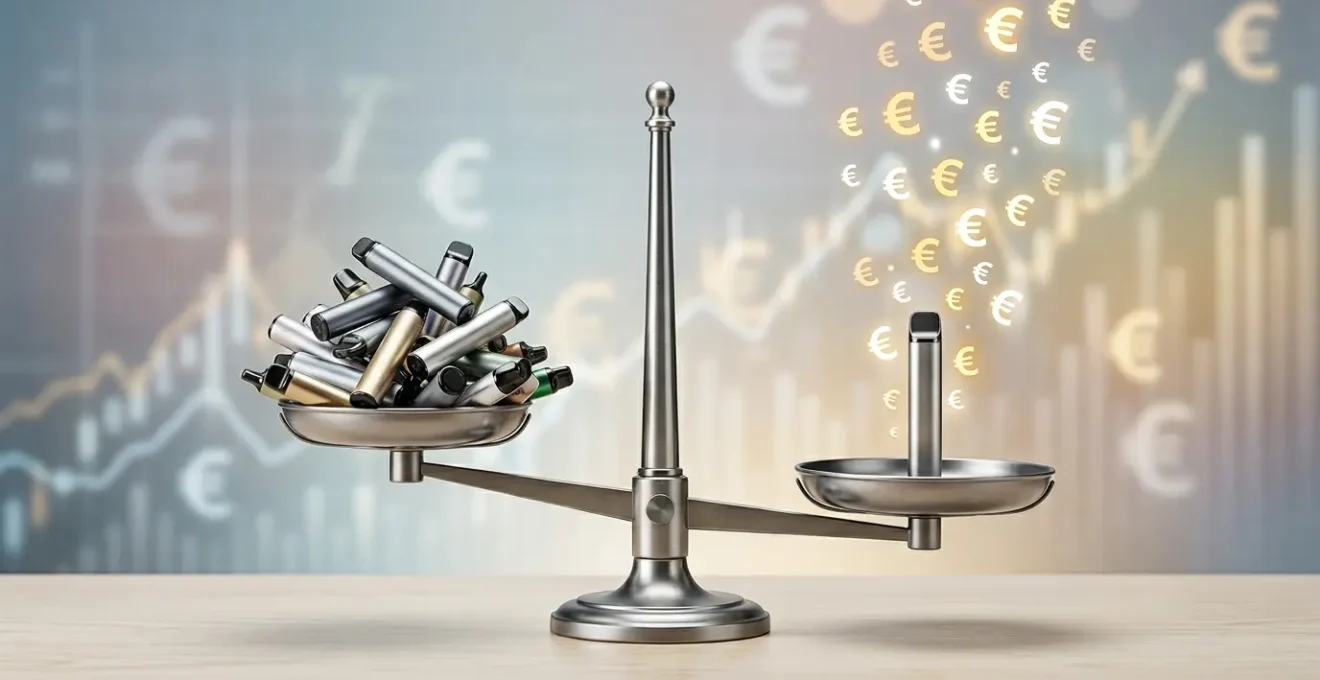 Comparaison visuelle entre une Puff jetable et un Pod rechargeable avec symboles d'économie