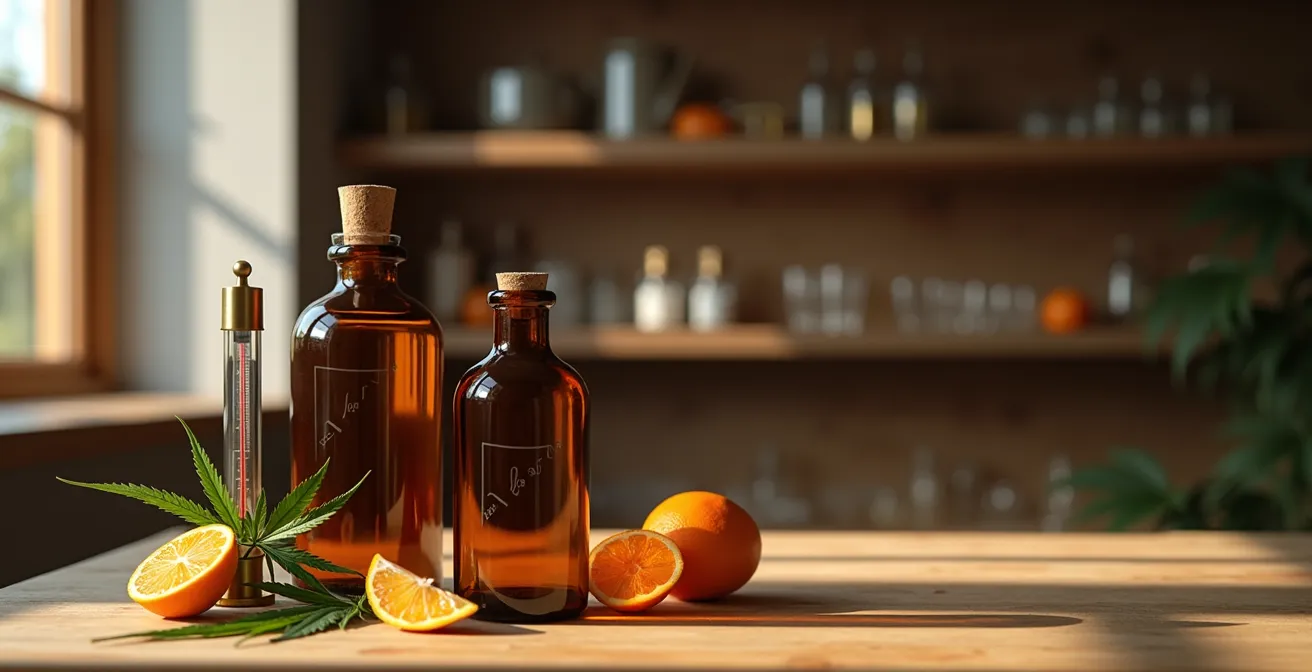 Flacons en verre ambré pour conservation optimale des e-liquides aux terpènes naturels