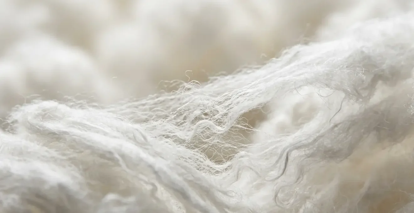 Vue macro détaillée des fibres de coton pour cigarette électronique révélant leur structure capillaire