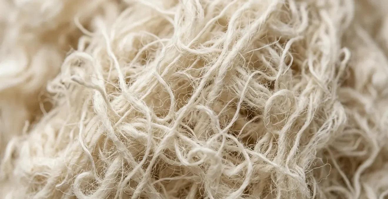 Vue macro détaillée de fibres de coton organique japonais avec texture naturelle visible
