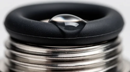 Vue macro d'un joint torique de cigarette électronique avec des outils de maintenance