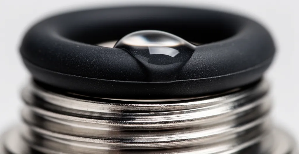 Vue macro d'un joint torique de cigarette électronique avec des outils de maintenance