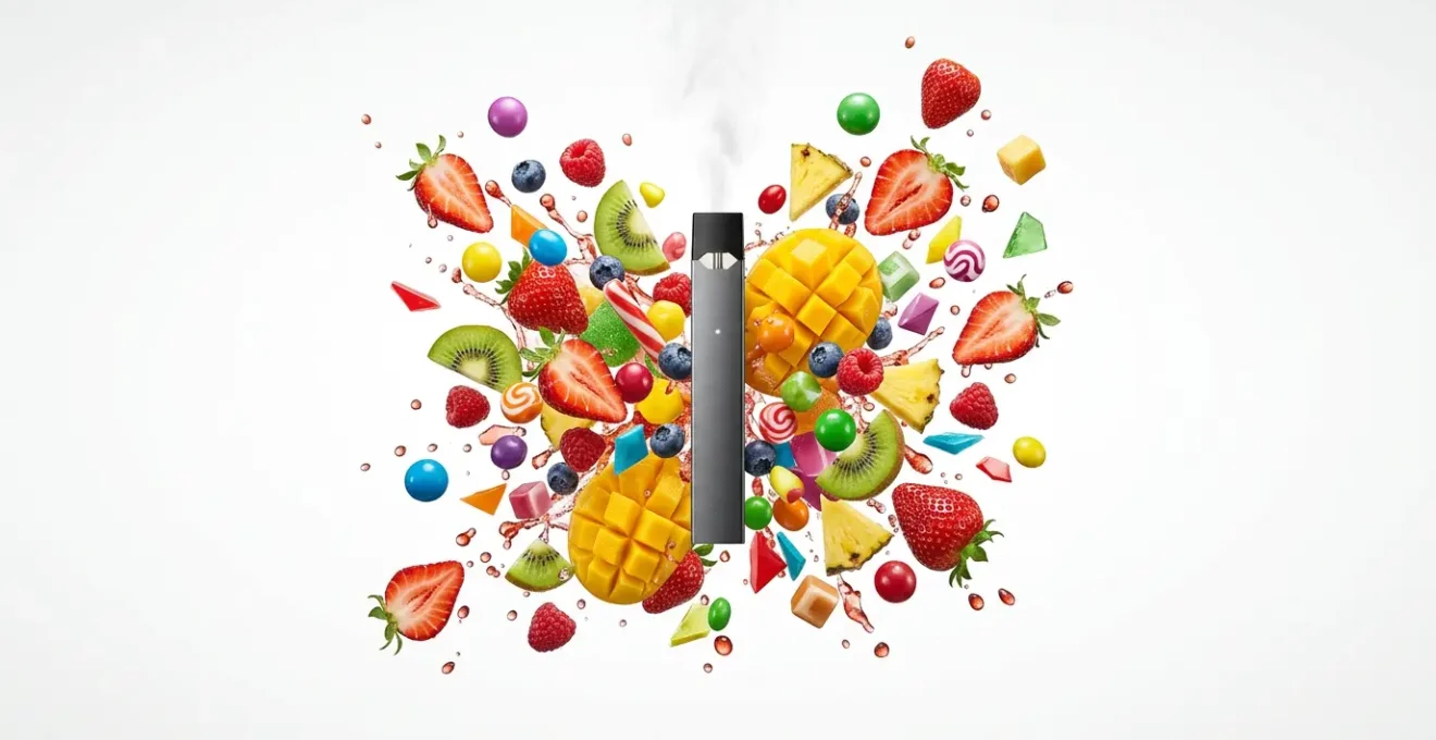 Expérience de vapotage avec saveurs gourmandes colorées