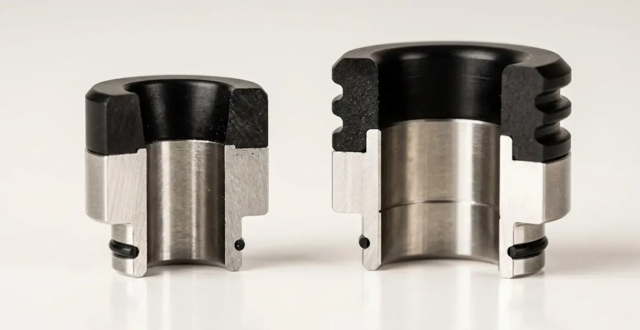 Vue en coupe technique montrant les différences de diamètre entre embouts 510 et 810