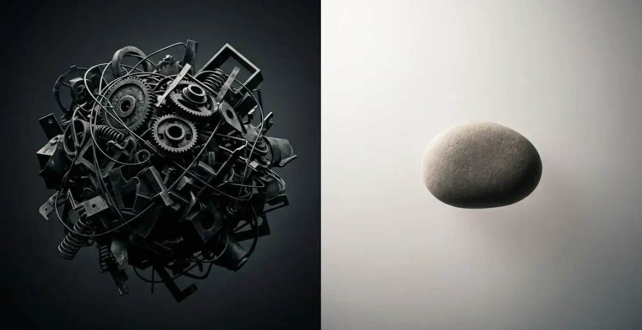 Juxtaposition visuelle entre un kit complexe avec multiples réglages et un pod épuré sans boutons
