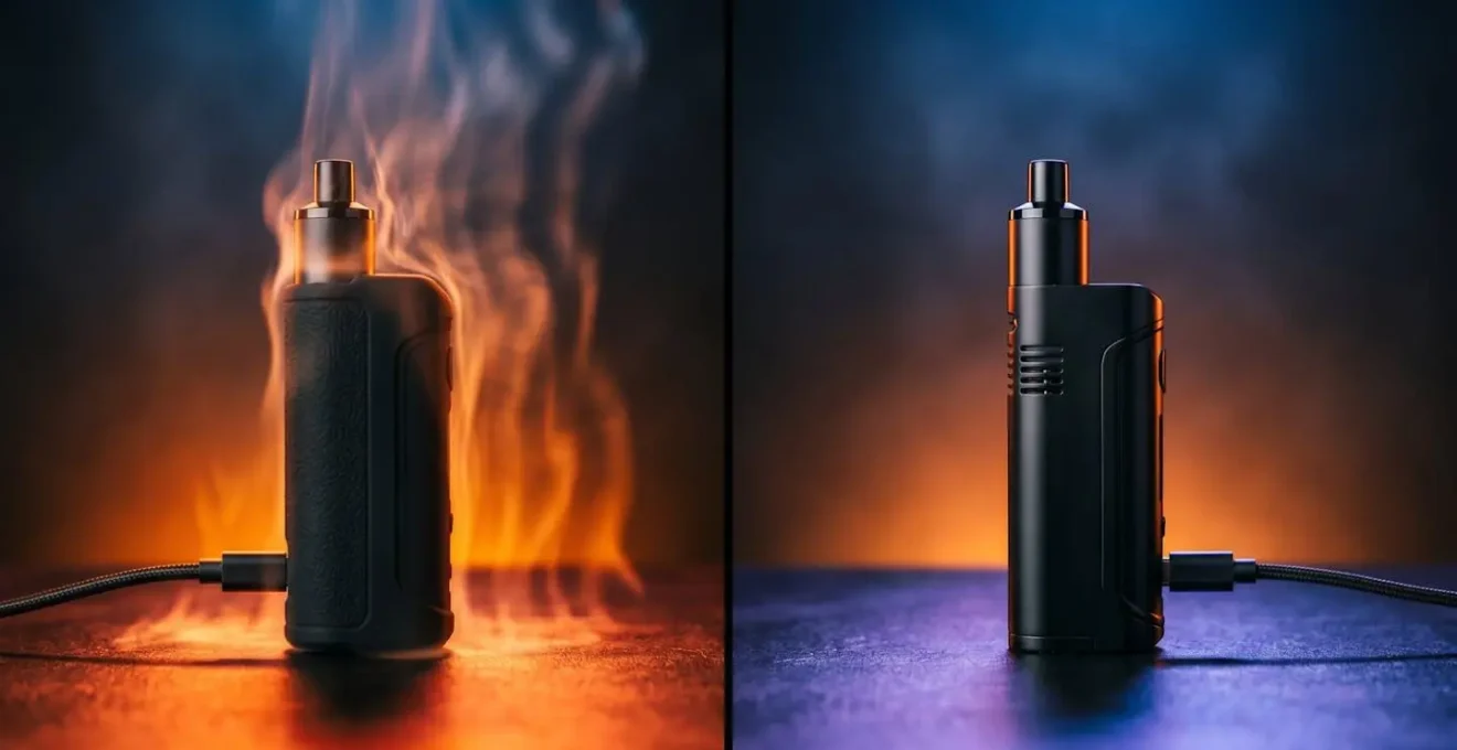 Visualisation thermique d'une box en charge montrant les zones de chaleur avec et sans étui silicone