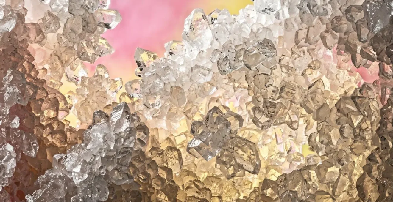 Gros plan sur texture cristalline de bonbons acidulés