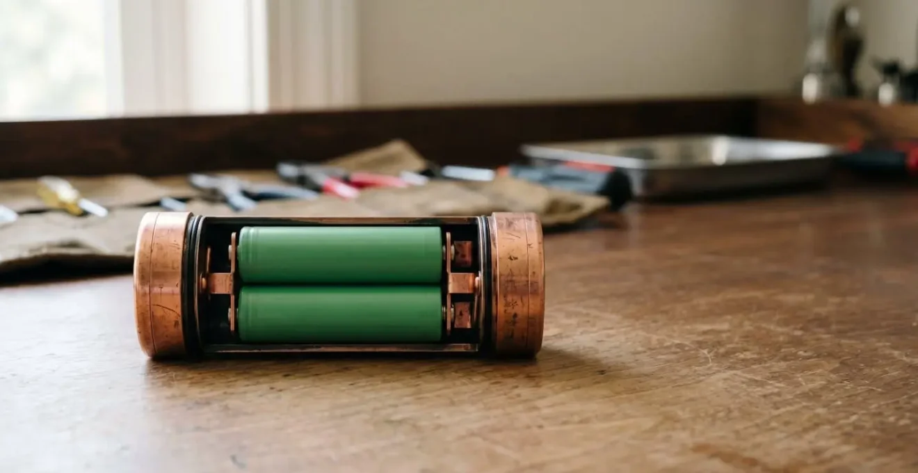 Deux accus 18650 montés en parallèle dans un mod mécanique avec visualisation du flux de courant divisé