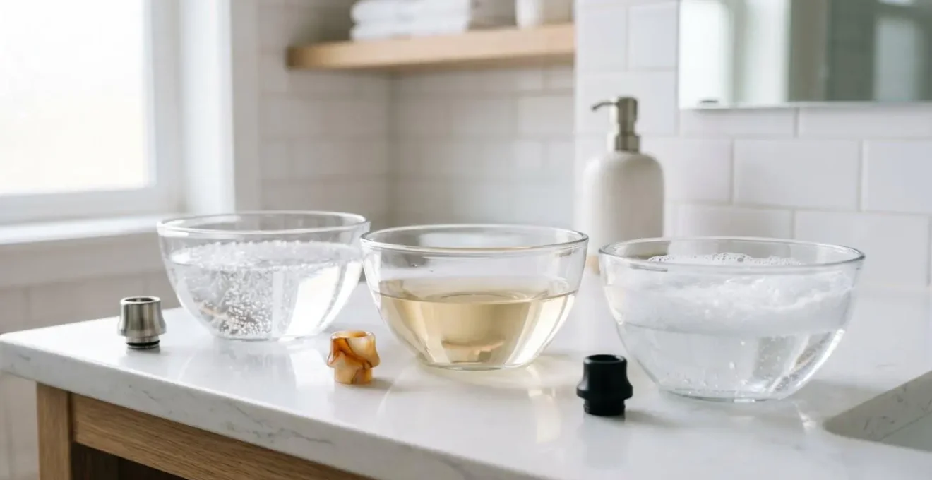 Processus de nettoyage d'un drip-tip avec différentes solutions adaptées aux matériaux